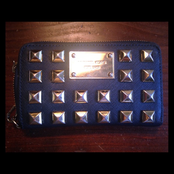 Navy studded Michael kors wallet