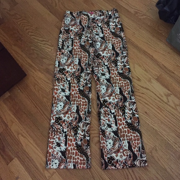 EUC Key West stretch animal print fitted pants