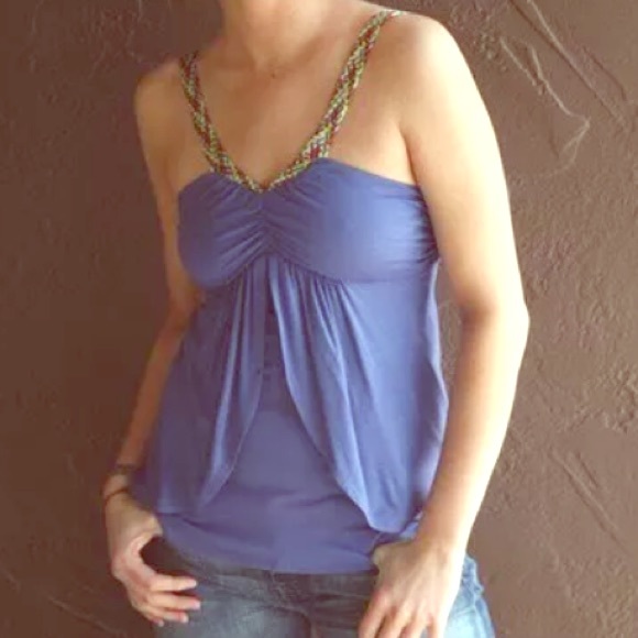 Ella Moss Pink Braided Strap Fly Away top