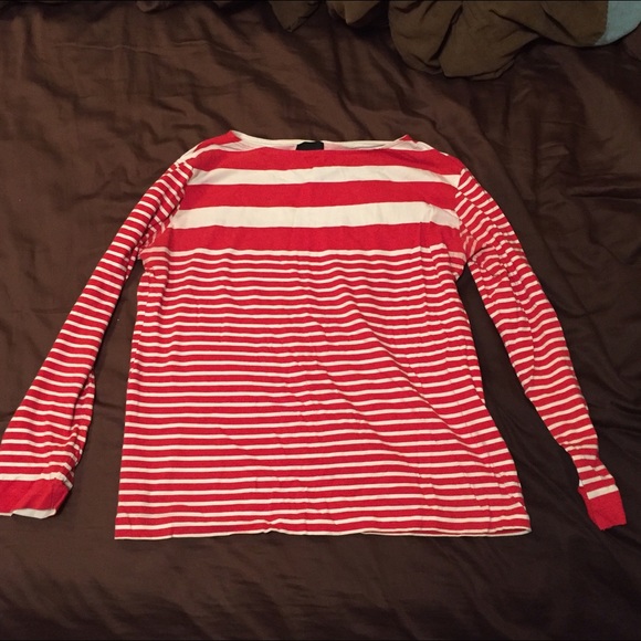Zara Tops - ZARA RED & WHITE STRIPED LONG SLEEVE SHIRT