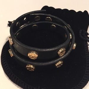 Tory Burch leather double wrap bracelet