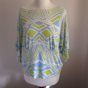 Fun Hawaiian Print bell sleeve shirt