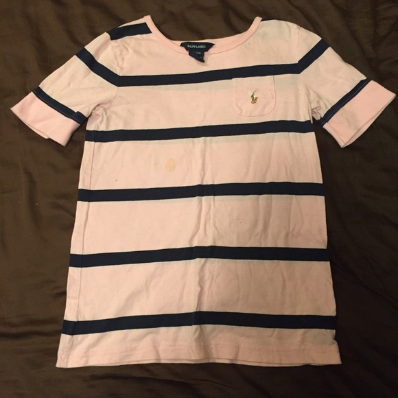 RALPH LAUREN PINK & NAVY BLUE STRIPED SHIRT