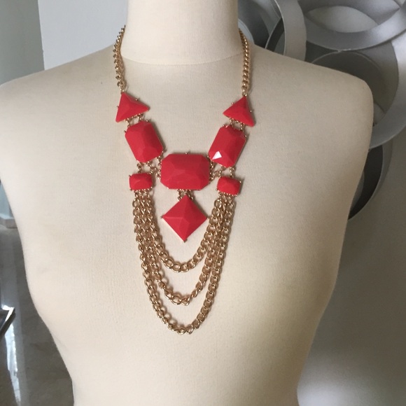 Gold and Peach Statement Necklace
