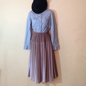 Pleated polka dot midi skirt