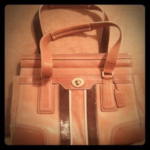 Authentic: Light & dark brown Leather Coach Purse