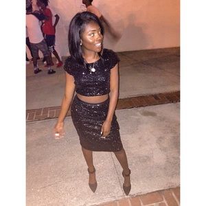 Sequence crop top with a matching sequence skirt