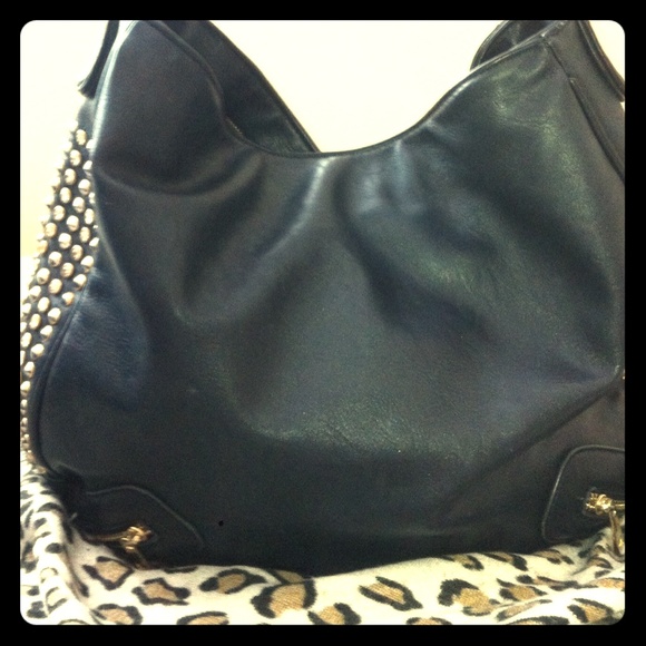 Black gold/rhinestone studded handbag
