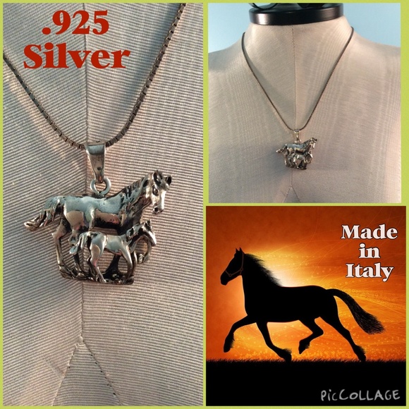 Vintage Italian 925 Silver Horse Pendent