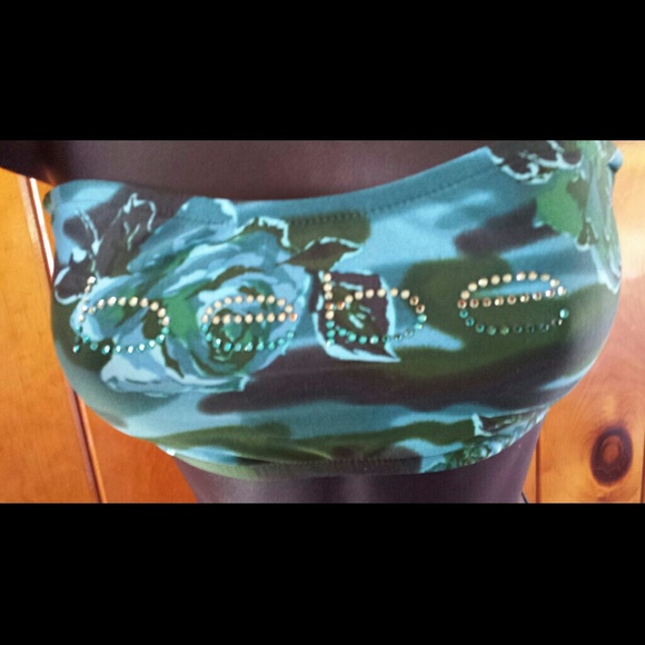 Bebe Bikini Top/ bandeau with swarovski elements