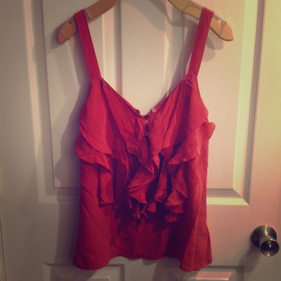 Pink ruffled tank