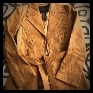 Beautiful tan leather Guess? jacket size XS