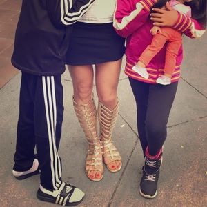 Knee High Gold Gladiator Sandals