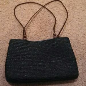 Black straw bag