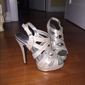 Silver sparkly heels