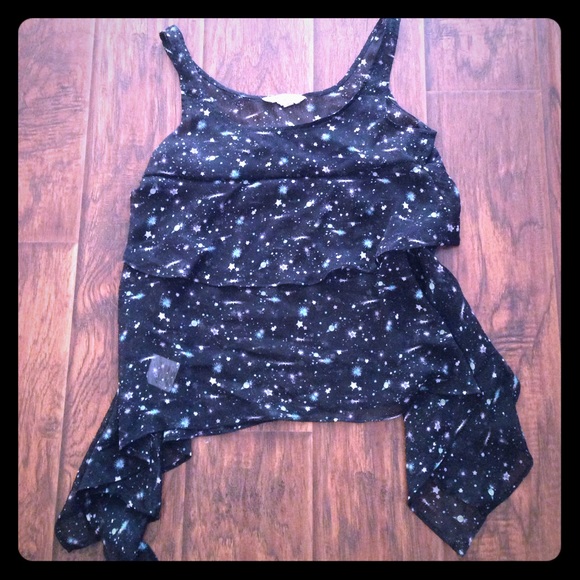Starry printed double layer chiffon tank