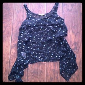 Starry printed double layer chiffon tank