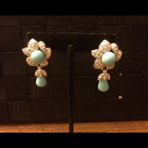 Faux turquoise & Rhinestone Earrings