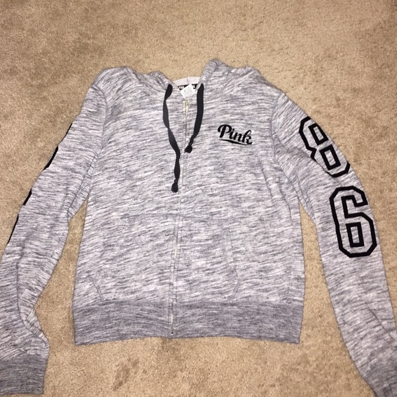 grey PINK zip up sweat shirt