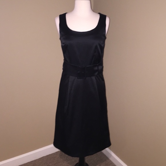 H&M Dresses & Skirts - H&M Black Satin Sheath Dress with Wide Belt