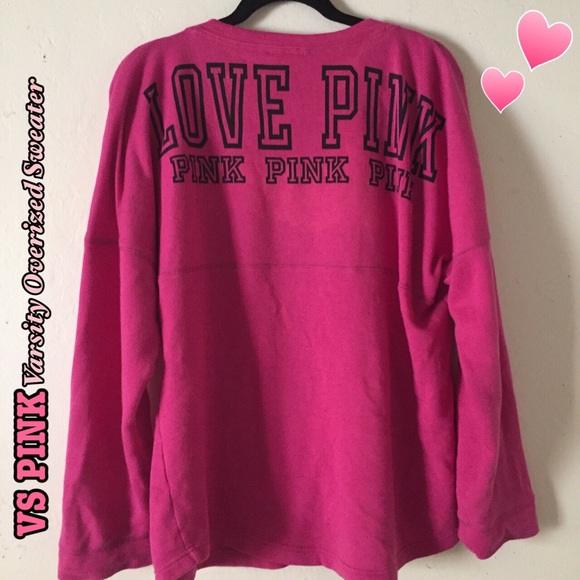 🚫 SOLD 🚫VS PINK OVERSIZED VARSITY SWEATER