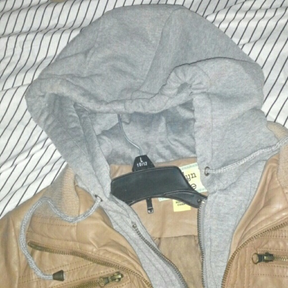 Faux Leather/Hoodie Jacket - Picture 3 of 3