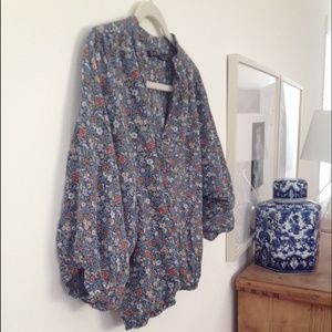 Zara Floral Print Peasant Top