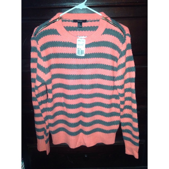 Pink & Grey Striped Sweater