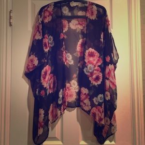 Black floral kimono