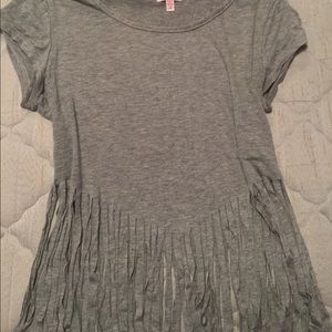 Gray Fringe Top