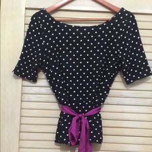 Adorable WHBM Black Polka Dot top