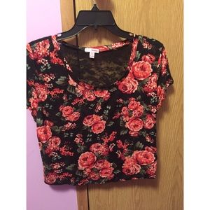Black Floral Crop Top