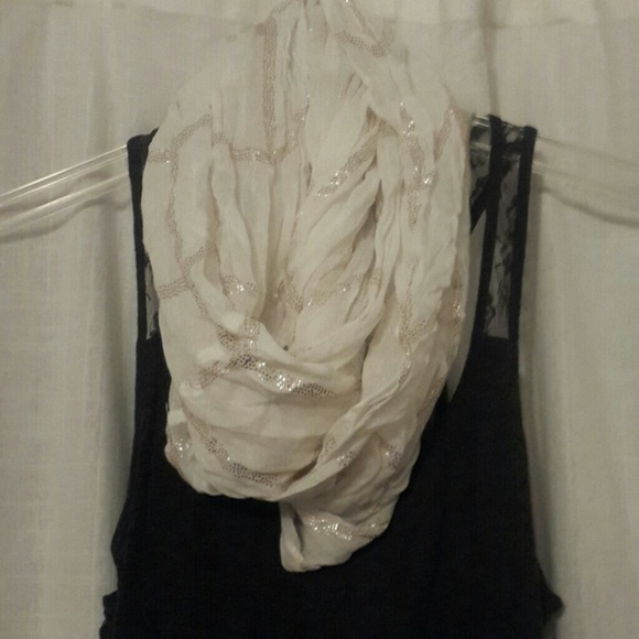 AE White and Gold Summer Scarf - Picture 1 of 2
