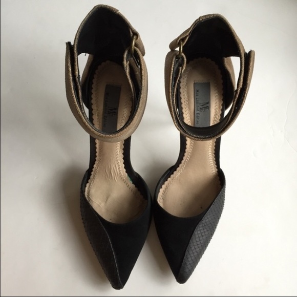 Black Leather Heels with Ankle Strap