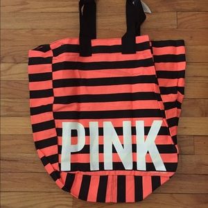 NWT VS Pink Striped Bag