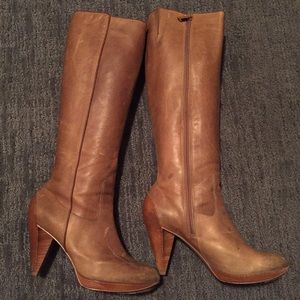 Fossil Tan Leather Heeled Boots