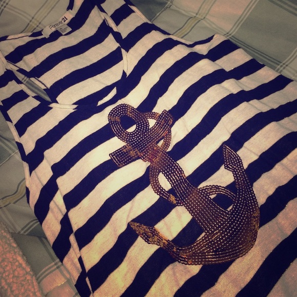 Forever 21 gold sequin anchor tank top