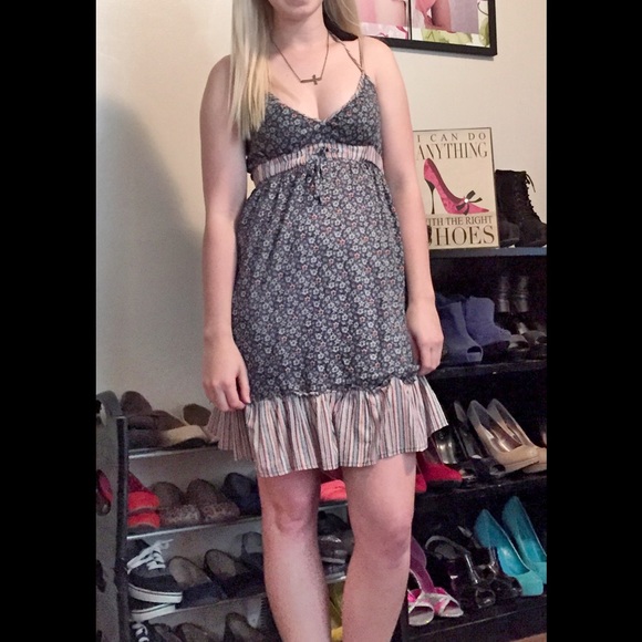 Cali-style floral & stripe Sun dress