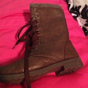 Dark brown combat boots