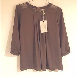 Lace back chiffon blouse