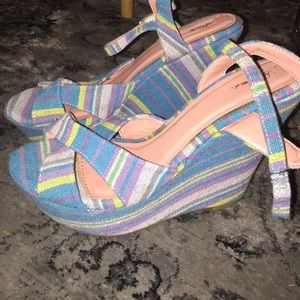 Boho wedges size 10 turquoise by promise