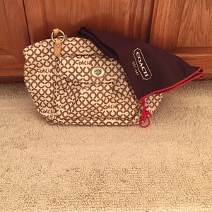 Coach cream & brown tote!