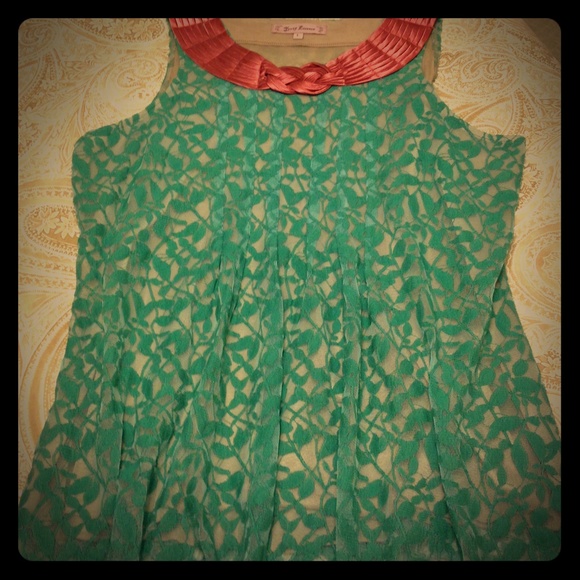 Women's large lace tank top, teal/jade green