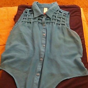 Blue crop top style shirt