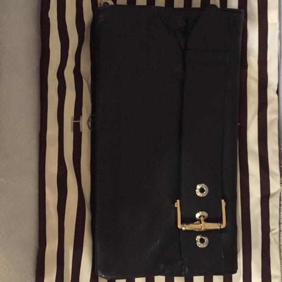 Henri Bendel Black Leather Clutch