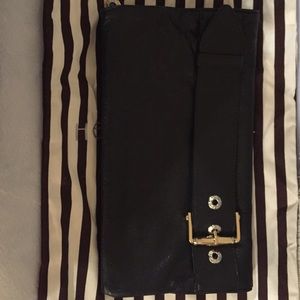 Henri Bendel Black Leather Clutch
