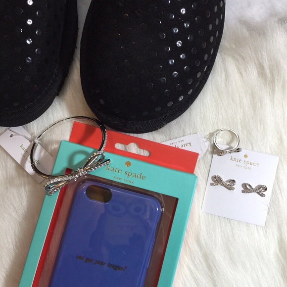 Kate Spade Silver Skinny Mini Pave Bow Earrings