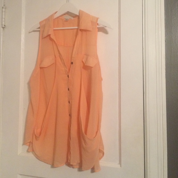 peach sheer sleeveless top