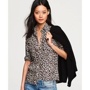 Reserved J. Crew Animal Print "The Perfect Shirt"