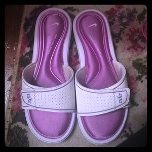 White & Lavender Nike Sandals